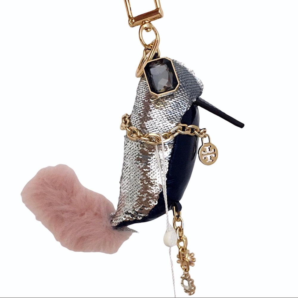 TORY BURCH Sequin Bird Key Ring Bag Fob